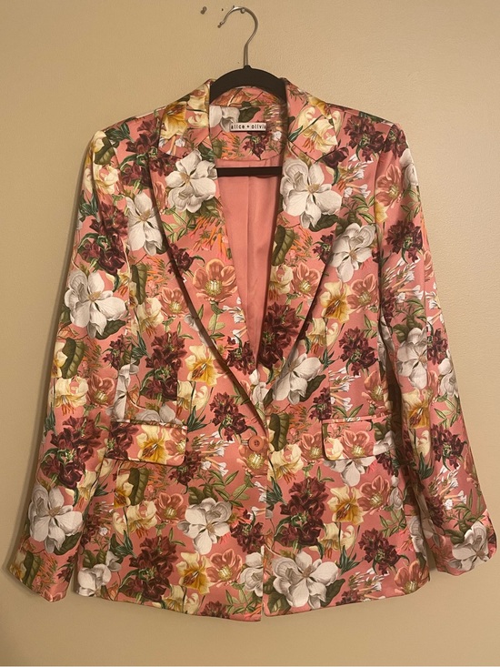 Alice + Olivia Jackets & Blazers - Alice & Olivia Justin Floral Print Blazer Satin Button Peak Lapel Jacket size 6
